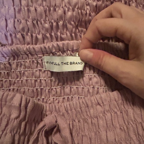 Faithfull The Brand Annibelis Linen Lilac Purple Smocked Stretch Dress Size S - Picture 8 of 10